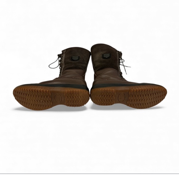 ATELIER NOIR BROWN SHEARLING & LEATHER LACE UP BOOTS - Picture 4 of 16